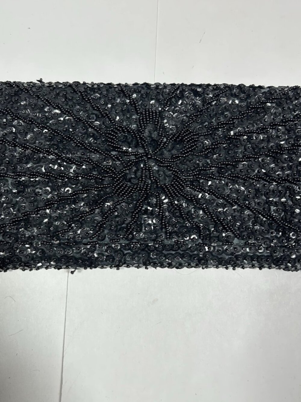 Vtg Star Brand Black Satin Beaded Sequined Evening Bag Flap Clutch Bag 8”x 4.5”